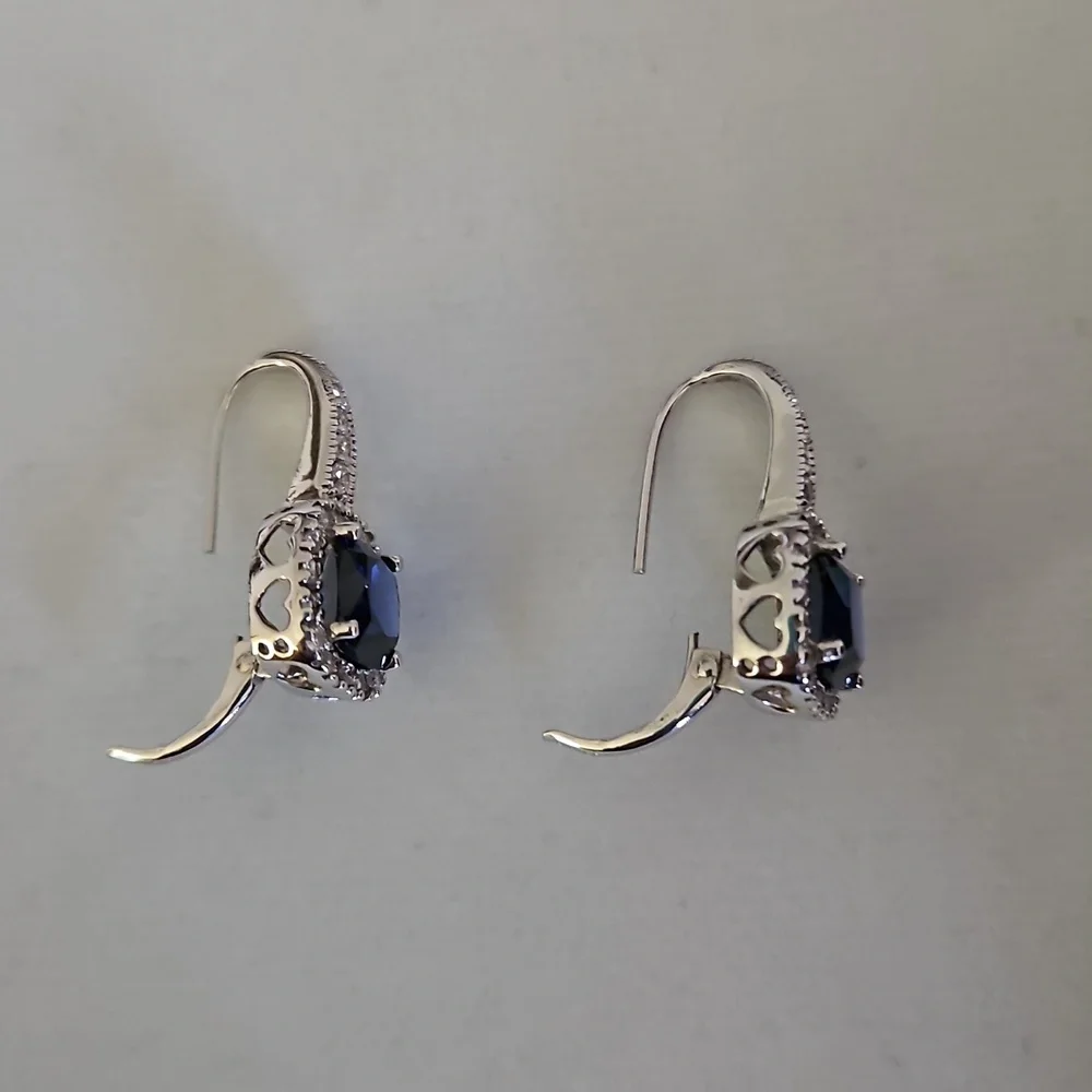 Cushion Cut Sapphire Earrings - Picture 13 of 16